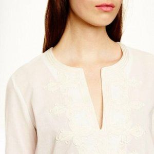 J. Crew White Embroidered Soutache Tunic 2